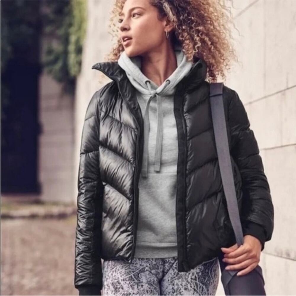 Athleta Lofty Down Puffer Jacket Black S